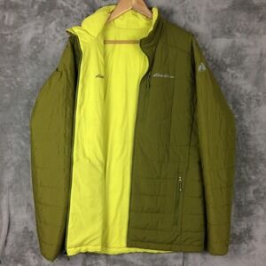 Eddie Bauer Mens Large Ignitelite Reversible Puffer Jacket Green First Ascent